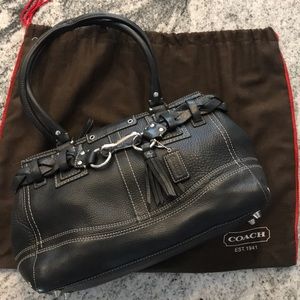 Coach Black Leather Handbag with braided band